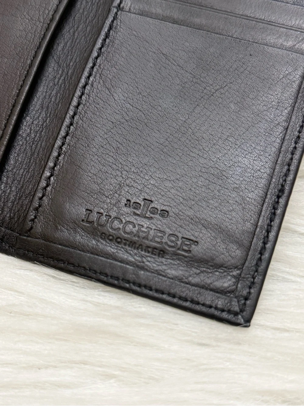 LUCCHESE - BLACK SOFT CALFSKIN LEATHER BIFOLD CARDHOLDER WALLET